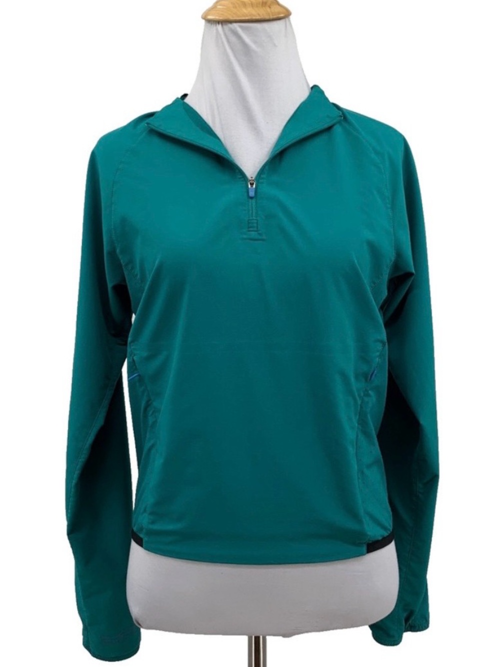 Janji Jacket Women XS Extra Small Jade Green Quarter Zip Lightweight Thumbholes